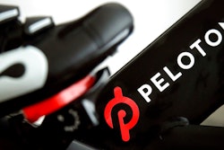 The logo on a Peloton bike in San Francisco, Nov. 19, 2019.