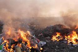 Residents were told to close windows and refrain from leaving homes if they smell the smoke.