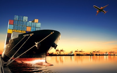 Container Ship At Port And Cargo Plane 000071988275 Large