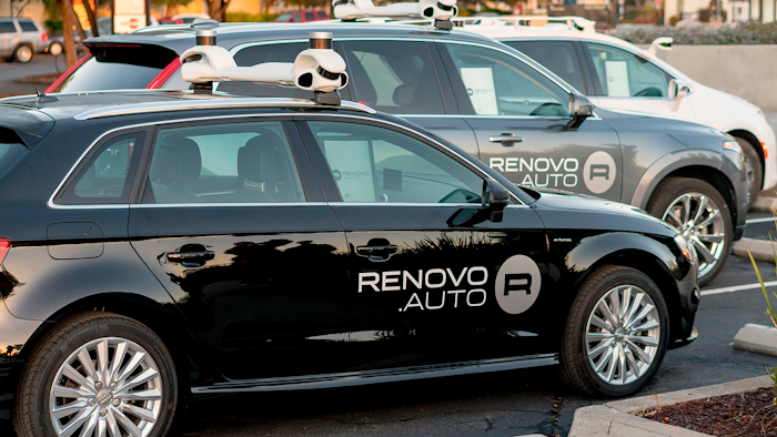 This 2018, photo provided by Renovo/Woven Planet shows Renovo's automated driving test fleet in Calif. Japanese automaker Toyota is revving up acquisitions in mobility technology, adding Renovo Motors Inc., a Silicon Valley software developer, to its Woven Planet team, which is working on automated driving.