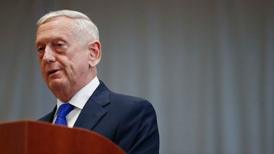 U.S. Secretary of Defense James Mattis speaks during a change of command ceremony at the U.S. Southern Command headquarters, Doral, Fla., Nov. 26, 2018.