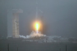 A United Launch Alliance Atlas V rocket lifts off carrying the Landsat 9 earth imaging satellite from Vandenberg Space Force Base, Calif., Sept. 27, 2021.