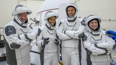 The Inspiration4 crew (from left): Mission Specialist Chris Sembroski, Mission Pilot Dr. Sian Proctor, Mission Commander Jared Isaacman and Medical Officer Hayley Arceneaux.
