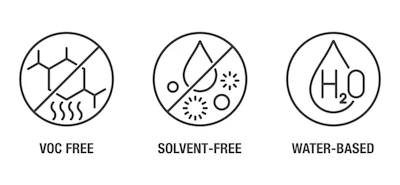 A graphic illustrating what kind of labeling you might look for on a low VOC/high solids paint product