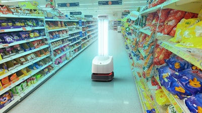A UVD Robot roams a supermarket.
