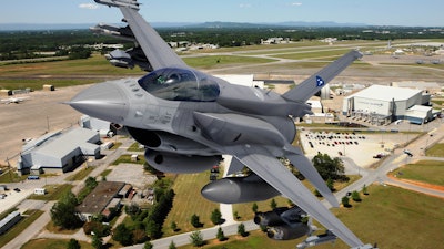 An F-16 flies over Lockheed Martin's Greenville site.