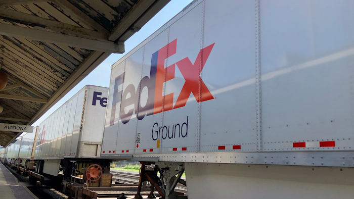 FedEx shipping containers, New York, Aug. 2021.