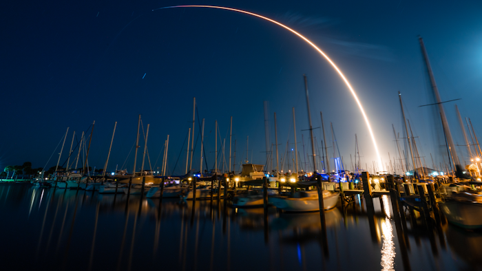 Long exposure view of a launch from Cape Canaveral, Fla.