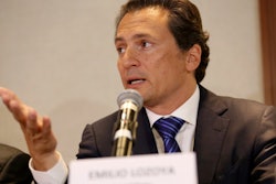 Emilio Lozoya, former head of state-owned oil company Pemex, at a news conference in Mexico City, Aug. 17, 2017.
