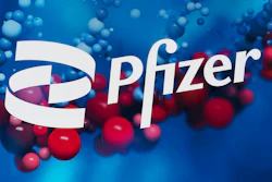 Pfizer logo at the company's headquarters in New York, Feb. 5, 2021.