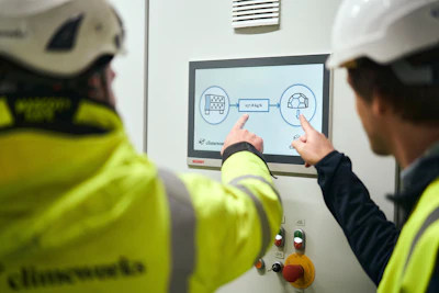 This September 2021 image provided by Climeworks AG shows a chart at a plant called Orca near Reykjavik, Iceland. The plant is the largest such facility in the world, capturing about 4,000 metric tons of carbon dioxide per year. But compared to what the planet needs, the amount is tiny.