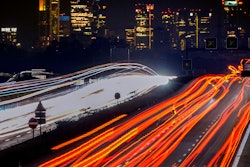 Cars and trucks move on a highway toward Frankfurt, Germany, Nov. 5, 2021.