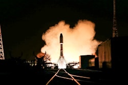 A Soyuz rocket blasts off from the launch pad at Russia's space facility in Baikonur, Kazakhstan, Nov. 24, 2021.