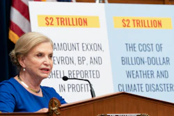 Rep. Carolyn Maloney, D-N.Y., chairwoman of the House Committee on Oversight and Reform, speaks at committee hearing on the role of fossil fuel companies in climate change, Thursday, Oct. 28, 2021, on Capitol Hill in Washington.