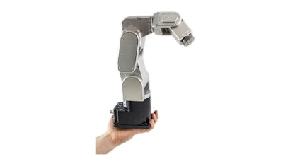 The Meca500 is one of only a few industrial robots with an integrated controller in its base, and the only industrial robot arm that fits in the palm of your hand.