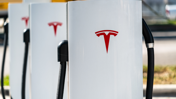 Tesla Superchargers in Austin, Texas, March 2021.