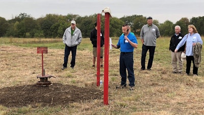 NioCorp Chief Operating Officer Scott Honan tells a group of investors during a tour of the site on Oct. 6, 2021, about the plans for a proposed mine near Elk Creek in southeast Nebraska. The company hopes to build the mine to extract several critical minerals, if it can raise $1 billion.