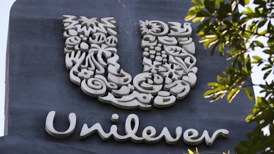Unilever logo at the head office of PT Unilever Indonesia Tbk., Tangerang, Indonesia, Nov. 16, 2021.