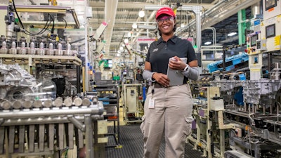 Shamaya Morris, a group leader in Toyota West Virginia's drivetrain plant, is part of dedicated team working toward Toyota's electrified future.