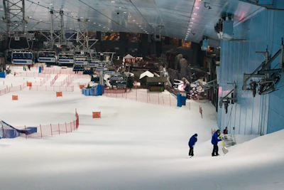 Dubai has an indoor ski slope with multiple runs and a chairlift, all part of a shopping mall complex.