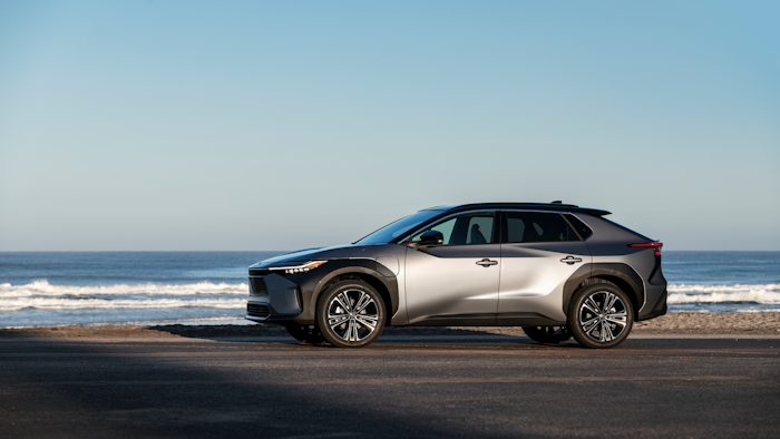 This photo provided by Toyota shows the Toyota bZ4X SUV Battery-Electric Vehicle. The company on Tuesday, April 12, 2022 unveiled the battery-powered bZ4X small SUV, which starts at $42,000 and can go up to 252 miles (406 kilometers) per charge. The bZ4X, which will be sold globally, adds to the 38 electric vehicle models now on sale in the U.S., with more than 120 expected by 2025.