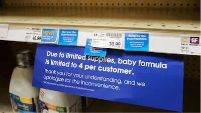 A due to limited supplies sign is shown on the baby formula shelf at a grocery store Tuesday, May 10, 2022, in Salt Lake City.