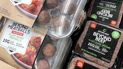 Beyond Meat products at grocery store in Mount Prospect, Ill., Feb. 19, 2022.