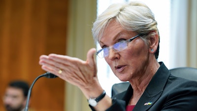 Secretary of Energy Jennifer Granholm speaks during a Senate Energy and Natural Resources hearing to examine the President's proposed budget request for fiscal year 2023 for the Department of Energy, Thursday, May 5, 2022, on Capitol Hill in Washington. The Department of Energy said Thursday, May 19, 2022 it will release $3.5 billion to groups developing direct air capture and other technologies that remove carbon dioxide, which when released into the atmosphere causes global warming.