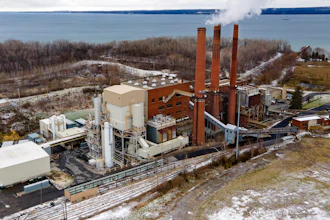 The Greenidge Generation bitcoin mining facility, in a former coal plant by Seneca Lake in Dresden, New York, is shown in this photo from Nov. 29, 2021.