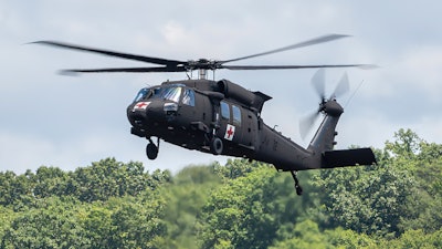 An HH-60M MEDEVAC takes flight at Sikorsky’s headquarters in Stratford, Connecticut.