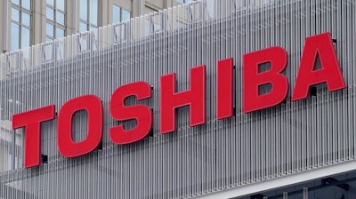 The logo of Toshiba Corp. is seen at a company's building in Kawasaki near Tokyo, on Feb. 19, 2022. Troubled Japanese technology giant Toshiba announced some additions to its proposed leadership Thursday, May 26, 2022, ahead of a shareholders’ meeting next month.