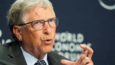 Bill Gates speaks at a news conference during the World Economic Forum in Davos, Switzerland, May 25, 2022.