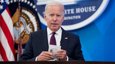 President Joe Biden speaks about the American Rescue Plan during an event in the South Court Auditorium on the White House campus, Friday, Sept. 2, 2022, in Washington.