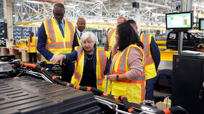 Treasury Secretary Janet L. Yellen tours the Ford Rouge Electric Vehicle Center before speaking about the Biden Administration's economic agenda in Dearborn, Mich., Thursday, Sept. 8, 2022.