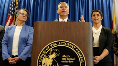 California Attorney General Rob Bonta announces a lawsuit against Amazon during a news conference in San Francisco, Sept. 14, 2022.