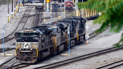 Norfolk Southern locomotives are moved in the Conway Terminal in Conway, Pa., Thursday, Sept. 15, 2022.