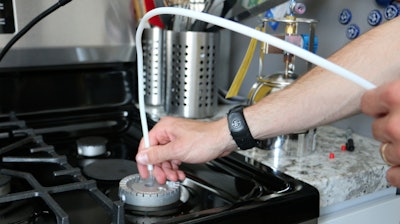 In this 2022 image provided by PSE Healthy Energy, a gas stove is tested for benzene in California.