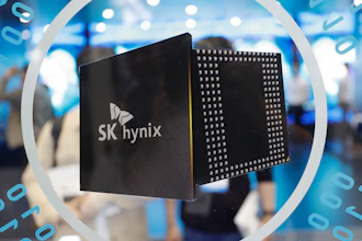 A logo of SK Hynix is seen at Korea Electronics Show in Seoul, South Korea, on Oct. 8, 2019.