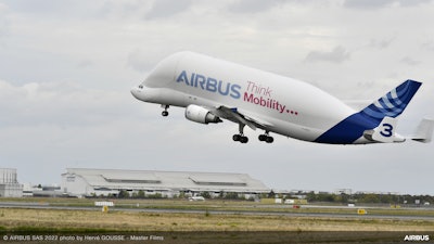 Beluga taking off with special cargo Hotbird13G.