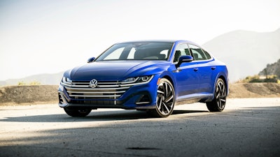 This photo provided by Volkswagen shows the 2022 Volkswagen GTI, a hatchback sedan with sleek looks and 300 horsepower.