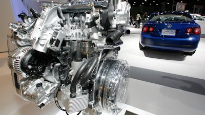 A Volkswagen Jetta TDI diesel engine is displayed at the Los Angeles Auto Show, Nov. 20, 2008.