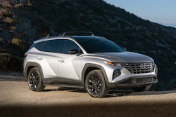 This photo provided by Hyundai shows the 2022 Hyundai Tucson, a small plug-in hybrid SUV with an electric range of about 33 miles and a combined fuel economy rating of 35 mpg.