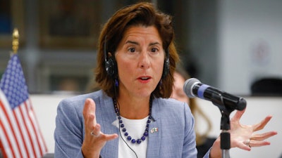 U.S. Secretary of Commerce Gina Raimondo speaks during the High-Level Economic Dialogue Second Annual Meeting in Mexico City, Monday, Sept. 12, 2022. Speaking to reporters on Wednesday, Nov. 30, 2022, Raimondo said the United States isn’t seeking to sever economic ties with China — even as it takes steps to protect America’s technological and military prowess from Beijing.