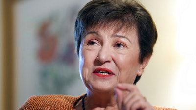 Kristalina Georgieva, Managing Director of the International Monetary Fund (IMF), speaks during an interview with The Associated Press in Berlin, Germany, Tuesday, Nov. 29, 2022.