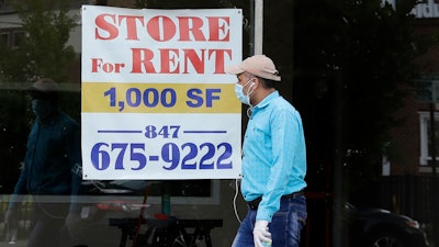 A Store For Rent sign is displayed at a retail property in Chicago, on June 20, 2020.