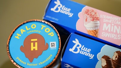 Blue Bunny and Halo Top brand ice cream products are seen in Englewood, N.J.