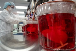 A technician works with bioreactors containing pig kidneys in a Miromatrix laboratory on Tuesday, Dec. 8, 2022, in Eden Prairie, Minn.