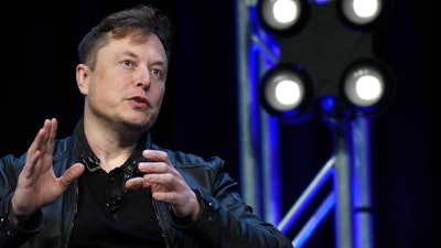 Tesla and SpaceX Chief Executive Officer Elon Musk speaks at the SATELLITE Conference and Exhibition in Washington.