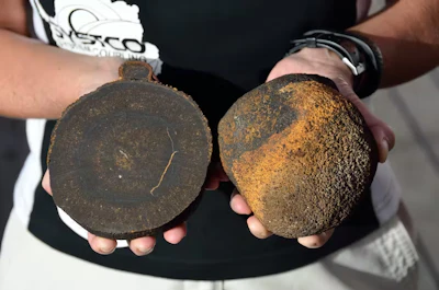 Manganese nodules form as metals accumulate around a shell or part of another nodule.
