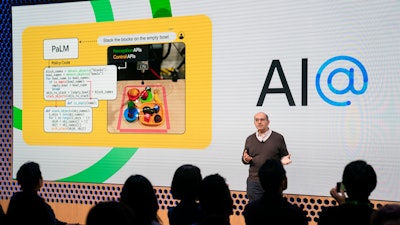 Zoubin Ghahramani, vice president of research at Google, speaks at the Google AI@ event on Wednesday, Nov. 2, 2022, in New York.